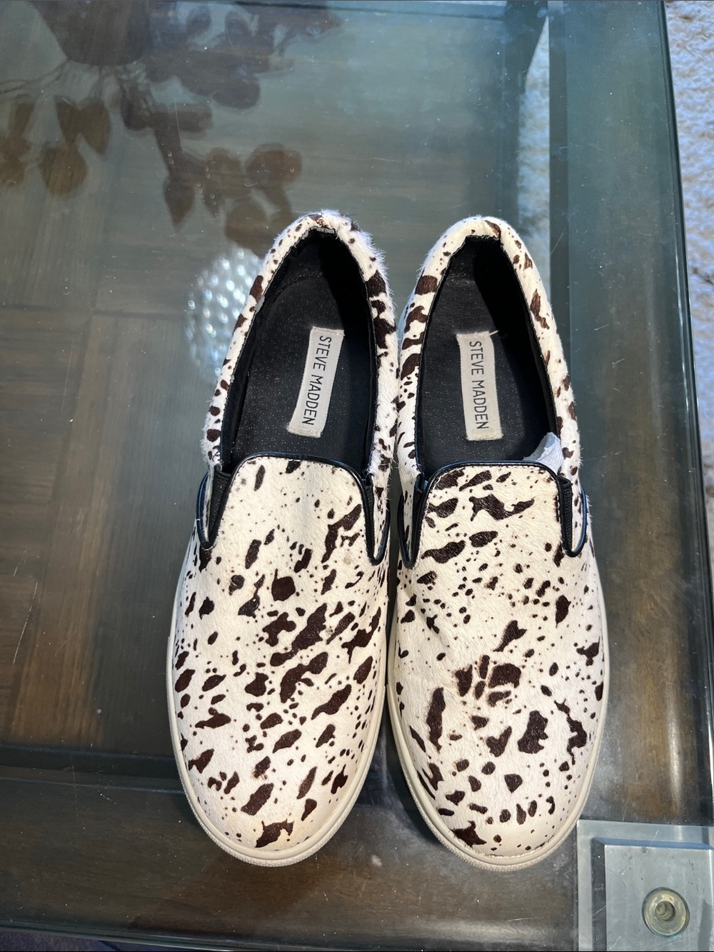 Steve Madden Speckled Slip-On Sneakers in White and Brown